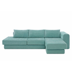 English Elm L-shaped Chenille Sectional Sofa with Deep Modular Seating and Layered Cushion Comfort Teal N763S000090F