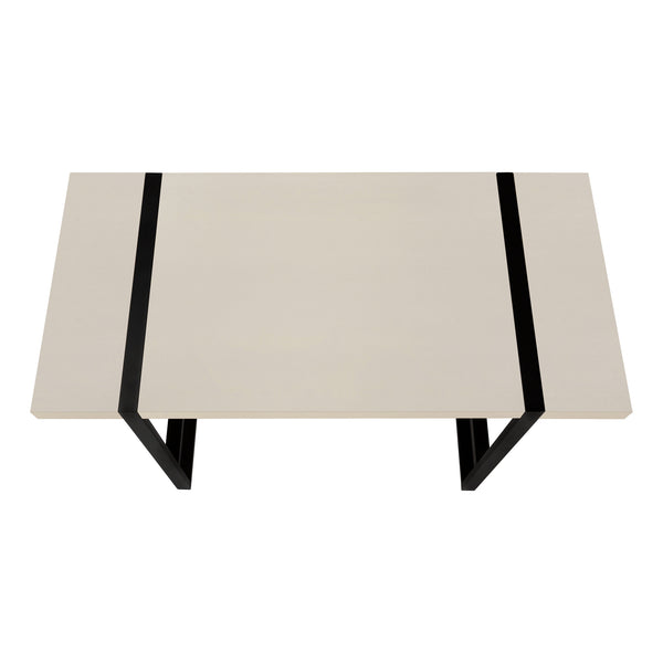English Elm Computer Desk: Sleek 48" Contemporary Workstation With Beige Laminate & Black Metal Frame For Home Office B2710P219881