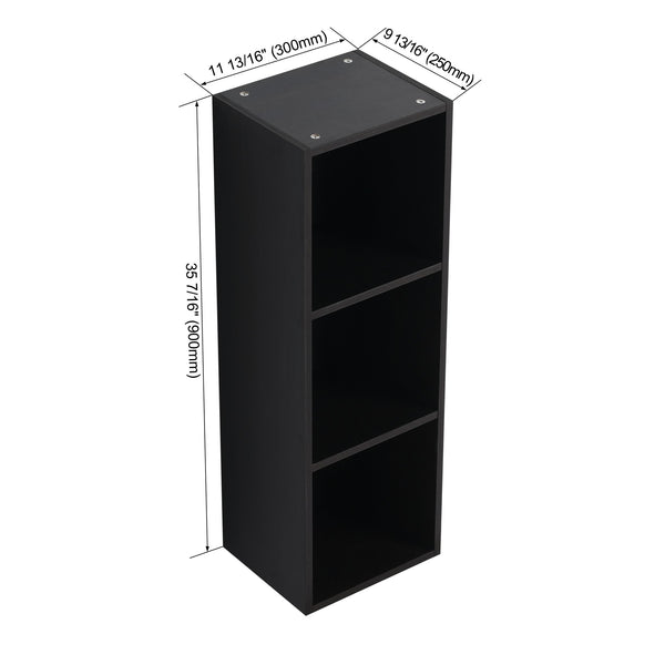 English Elm 12 Inch Wall Mounted Open Shelf Tower Dark Oak Finish for Bathroom or Study W1972P457978