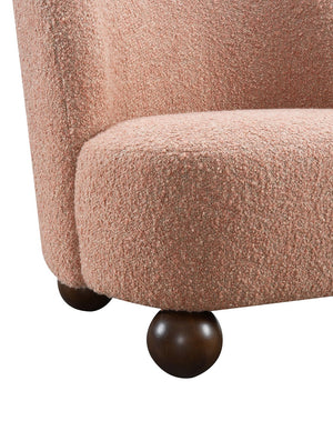 English Elm 1Pc Pink Accent Chair With Curved Back, Plush Boucle Upholstery & Ball Feet For Modern Living Spaces B2741P401988