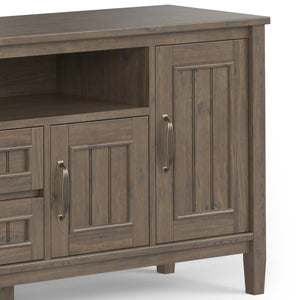 English Elm Lev 72" TV Media Stand Smoky Brown - Solid Wood, Cord Management, Large Storage for TVs up to 80" B136P158820