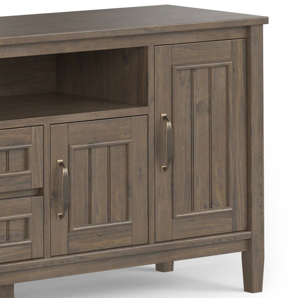 English Elm Lev 72" TV Media Stand Smoky Brown - Solid Wood, Cord Management, Large Storage for TVs up to 80" B136P158820