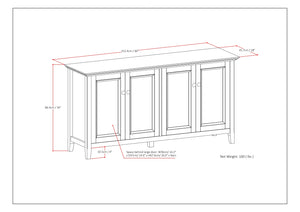 English Elm Amherst 66" Solid Wood Storage Cabinet In Hickory Brown - Stylish Buffet With Adjustable Shelves B136P158352