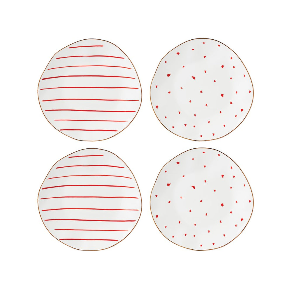 Lenox Garnet Bay Dessert Plates, Set of 4 Red, WHITE PORCELAIN 896840
