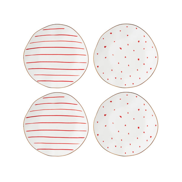 Lenox Garnet Bay Dessert Plates, Set of 4 Red, WHITE PORCELAIN 896840