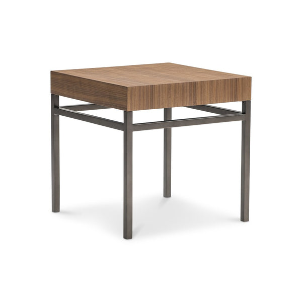 Bernhardt Bernhardt Collins Walnut and Black Oxide Metal Side Table for Modern Living Spaces 573123