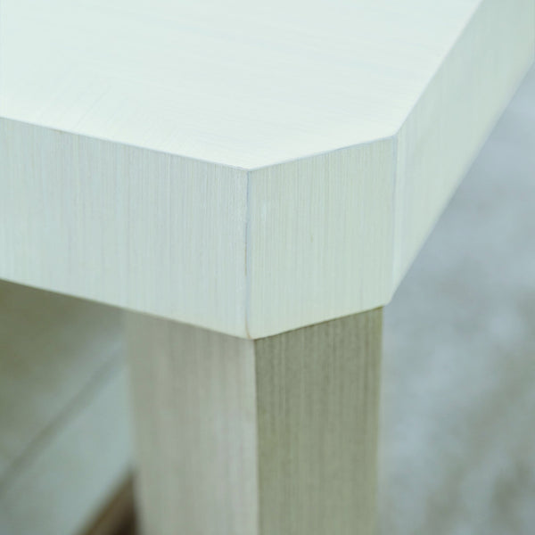 Bernhardt Bernhardt Linear White Pyramid Dining Table With Two Removable Leaves, Tapered Gray Legs — Glamorous Transitional Design 381222