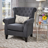 Christopher Knight Home® - Noble House - Merritt Contemporary Fabric Tufted Chair, Dark Gray and Dark Brown