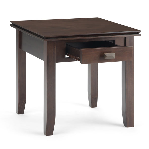English Elm Artisan End Table In Rich Tobacco Brown - Handcrafted Solid Wood With Functional Drawer Storage B136P158694