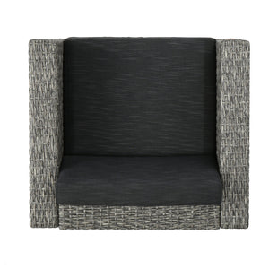 English Elm Puerta Outdoor Club Chair Woven Faux Rattan Iron Frame All Weather Patio Lounge 52979.00MBK