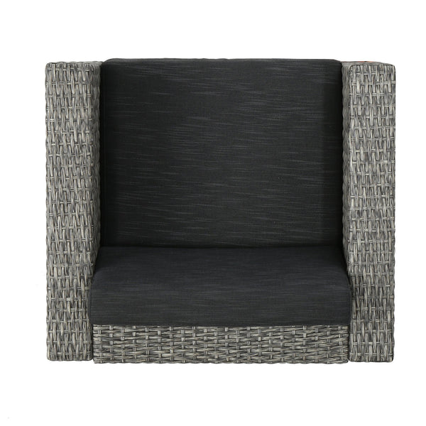 English Elm Puerta Outdoor Club Chair Woven Faux Rattan Iron Frame All Weather Patio Lounge 52979.00MBK