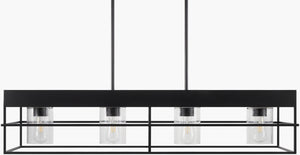 Livabliss Didier Raw Iron Rectangular Chandelier Industrial Rustic Dining Room Ceiling Light DDR-001