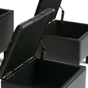 English Elm Dover 3 Piece Storage Ottoman Set In Tanners Brown - Stylish Seating & Hidden Storage Solution! B136P158206