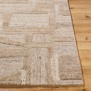 Livabliss Dundee Hand Tufted Wool Accent Rug Bohemian Global Pattern for Entryway or Living Room Beige, Taupe 6' x 9' DDU2304-69