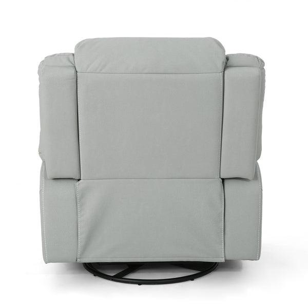 English Elm Christopher Knight Home® - 39" Wide Faux Leather Manual Swivel Recliner with 360° Rotation, Multi-Angle Comfort and Durable PU Finish LIGHT GREY 62814.00LGRY