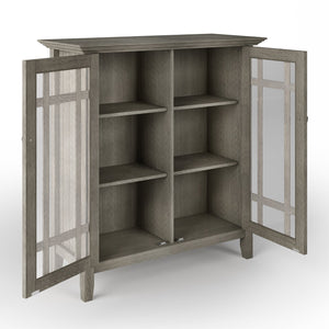 English Elm Bedford Medium Storage Cabinet - Handcrafted Farmhouse Grey With Glass Doors & Adjustable Shelves B136P158489