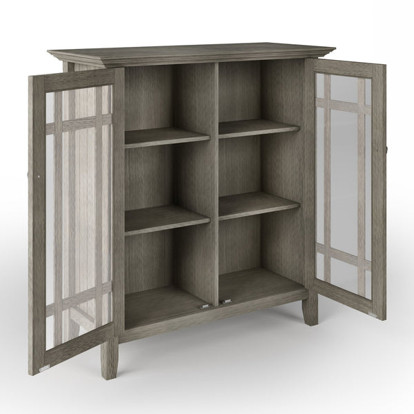 English Elm Bedford Medium Storage Cabinet - Handcrafted Farmhouse Grey With Glass Doors & Adjustable Shelves B136P158489