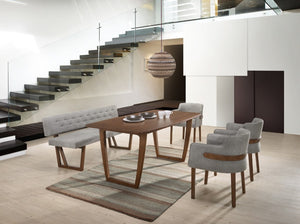 VIG Furniture Jordan Modern Walnut Dining Table For 6 — Sleek Walnut Veneer Top, Tapered Solid Wood Legs, Versatile Use VGMAMIT-5177