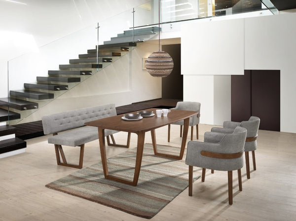 VIG Furniture Jordan Modern Walnut Dining Table For 6 — Sleek Walnut Veneer Top, Tapered Solid Wood Legs, Versatile Use VGMAMIT-5177