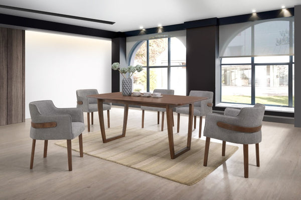 VIG Furniture Jordan Modern Walnut Dining Table For 6 — Sleek Walnut Veneer Top, Tapered Solid Wood Legs, Versatile Use VGMAMIT-5177