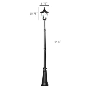 English Elm Outsunny 94.5" Solar Lamp Post - Vintage Dusk-to-Dawn LED Street Light with PIR Sensor, IP44 Weatherproof W2225P217555