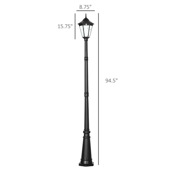 English Elm Outsunny 94.5" Solar Lamp Post - Vintage Dusk-to-Dawn LED Street Light with PIR Sensor, IP44 Weatherproof W2225P217555