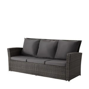 English Elm 67.7" Outdoor Wicker Three Seat Sofa High Back Pe Frame Patio Lounge Furniture Black B082P455125