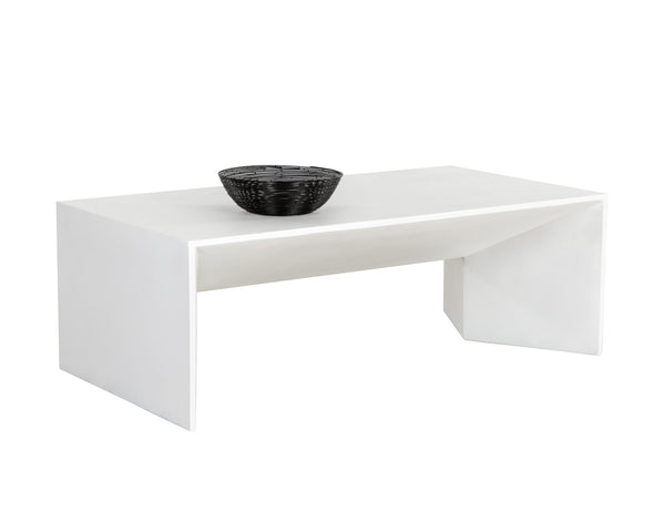 Sunpan Nomad Coffee Table - Elegant Concrete Design with Unique Textures for Indoor and Covered Outdoor Use White