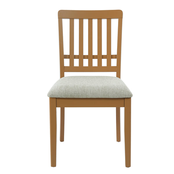 English Elm 2-piece Scandinavian Rubberwood Dining Chair Set with Curved Backrest and Padded Fabric Seat Light Brown N752P405934A