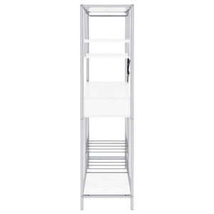 English Elm Draper Gloss White Led Wine Cabinet with Chrome Frame and Open Bar Shelving B062P441294