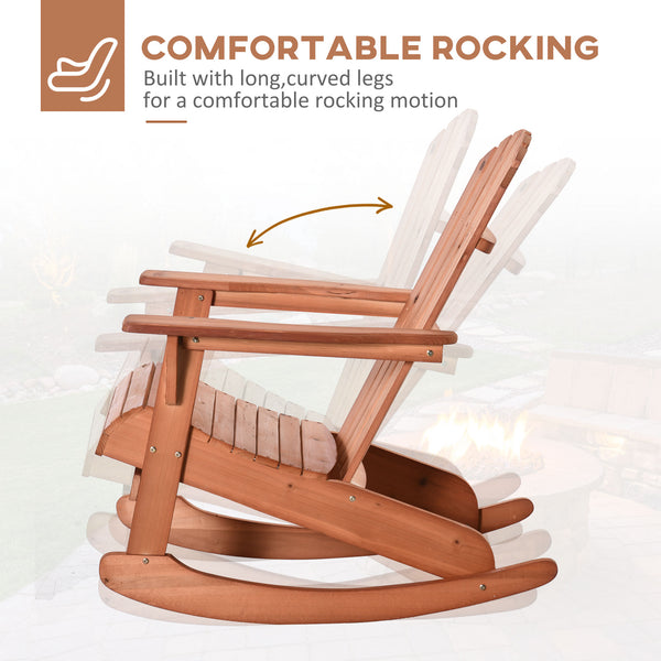 English Elm Rocking Chair Solid Wood Adirondack Style Slatted Fan Back for Porch or Patio T3971P389284
