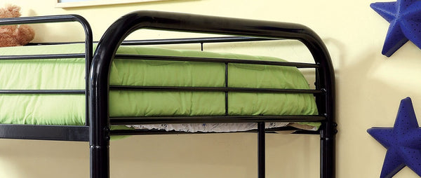 English Elm Contemporary Twin-Over-Twin Bunk Bed with Pull-Out Trundle and Built-In Ladder for Space-Saving Rooms Black 86 L x 21 W x 7 H B2741P353754