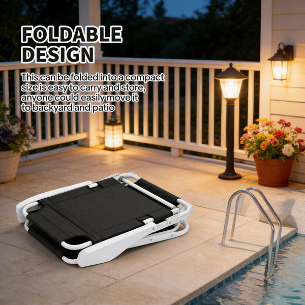 English Elm Outdoor Folding Chaise Lounge with Mesh Fabric Steel Frame and Adjustable Backrest T3971P445626