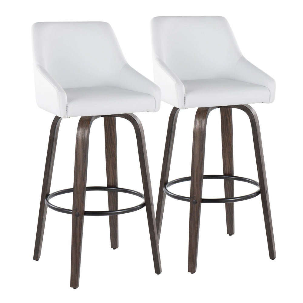 English Elm 30" Swivel Barstools Walnut Bentwood Gold Accents Faux Leather Kitchen Island Set B202S01919