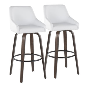 English Elm 30" Swivel Barstools Walnut Bentwood Gold Accents Faux Leather Kitchen Island Set B202S01919