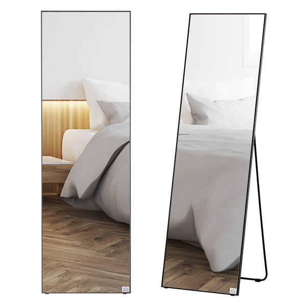 English Elm HOMCOM Sleek Full-Length Glass Mirror 19.75"x63.5" — Freestanding or Wall-Mount, Aluminum Frame W2225P173970
