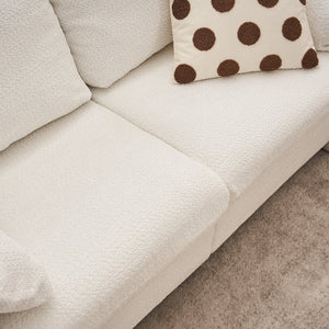 English Elm 003-Modern Loveseat Plush Chenille 2-Seater Sofa, High-Density Foam Cushions, 60" Compact Ivory White for Small Spaces W2636P232358