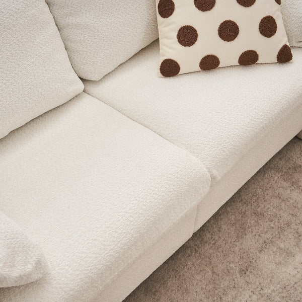 English Elm 003-Modern Loveseat Plush Chenille 2-Seater Sofa, High-Density Foam Cushions, 60" Compact Ivory White for Small Spaces W2636P232358