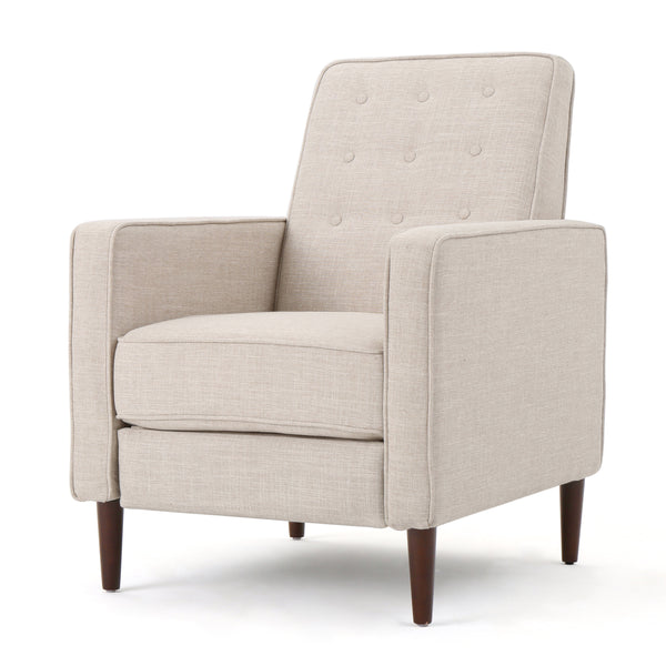 English Elm Christopher Knight Home® - Fabric Recliner Chair Mid-Century Modern Pushback Single Sofa with Tufted Cushion, Birch Legs, Cozy Comfort Wheat 60741.00WET