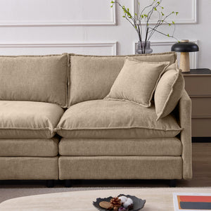 English Elm 105" L-shaped Chenille Sectional with Ottoman Pocket Spring Living Room Sofa Coffee W1097S00227