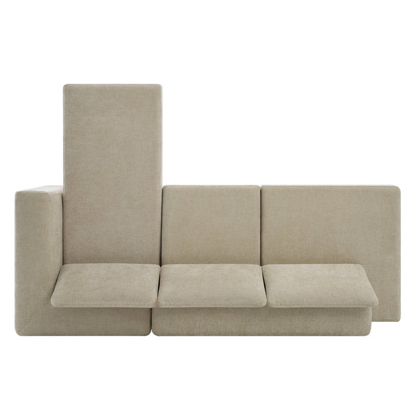 English Elm L-shaped Chenille Sectional Sofa with Deep Modular Seating and Layered Cushion Comfort Brown N763S000090D