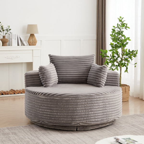 English Elm 55''l 55'l Chenille Swivel Lounge Chair Plush Foam Fill 360 Rotation Modern Living Room W834S00610