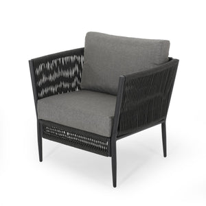 English Elm Christopher Knight Home® - HANFORD Woven Rope Club Chair in Grey — Durable Outdoor/Indoor Accent Seat with Compact 28.5x27.5x18.5" 65989.00GRY