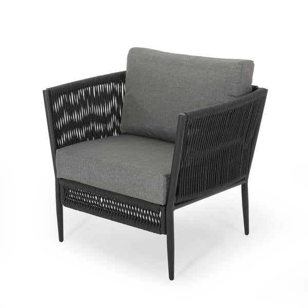 English Elm Christopher Knight Home® - HANFORD Woven Rope Club Chair in Grey — Durable Outdoor/Indoor Accent Seat with Compact 28.5x27.5x18.5" 65989.00GRY