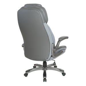 OSP Home Furnishings Bonded Leather Executive Chair with Lumbar Support Ergonomic Seating for Home Office ECH620867-EC2