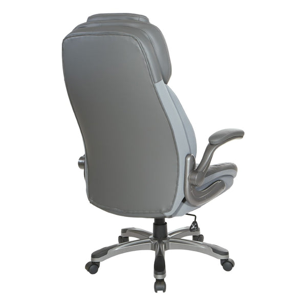 OSP Home Furnishings Bonded Leather Executive Chair with Lumbar Support Ergonomic Seating for Home Office ECH620867-EC2
