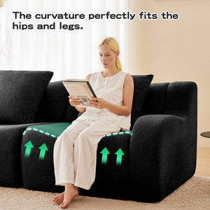 English Elm U-Shaped Plush Teddy Fabric Boneless Sofa - No Assembly, Ergonomic Design, Perfect For Living Rooms! W714S01460-GIGA