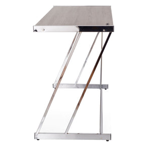 English Elm Weathered Oak Writing Desk With Usb Ports – Modern Chrome Accents For Stylish Home Office Setup B062P184542-GIGA