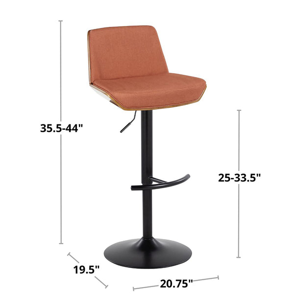 English Elm Adjustable Swivel Barstools Mid Century Walnut Accents Charcoal Seat Set of Two B202S02172