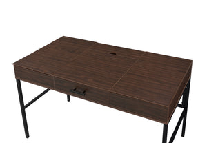 English Elm Verster Modern Writing Desk with Built-In USB Port, Storage Drawer & Open Shelves for Home Office Black,Oak 48 L x 26 W x 10 H B2726P288029